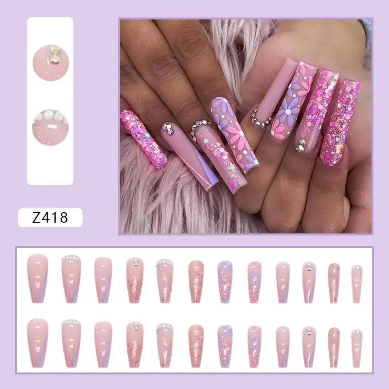 Custom Ballerina Press Nails